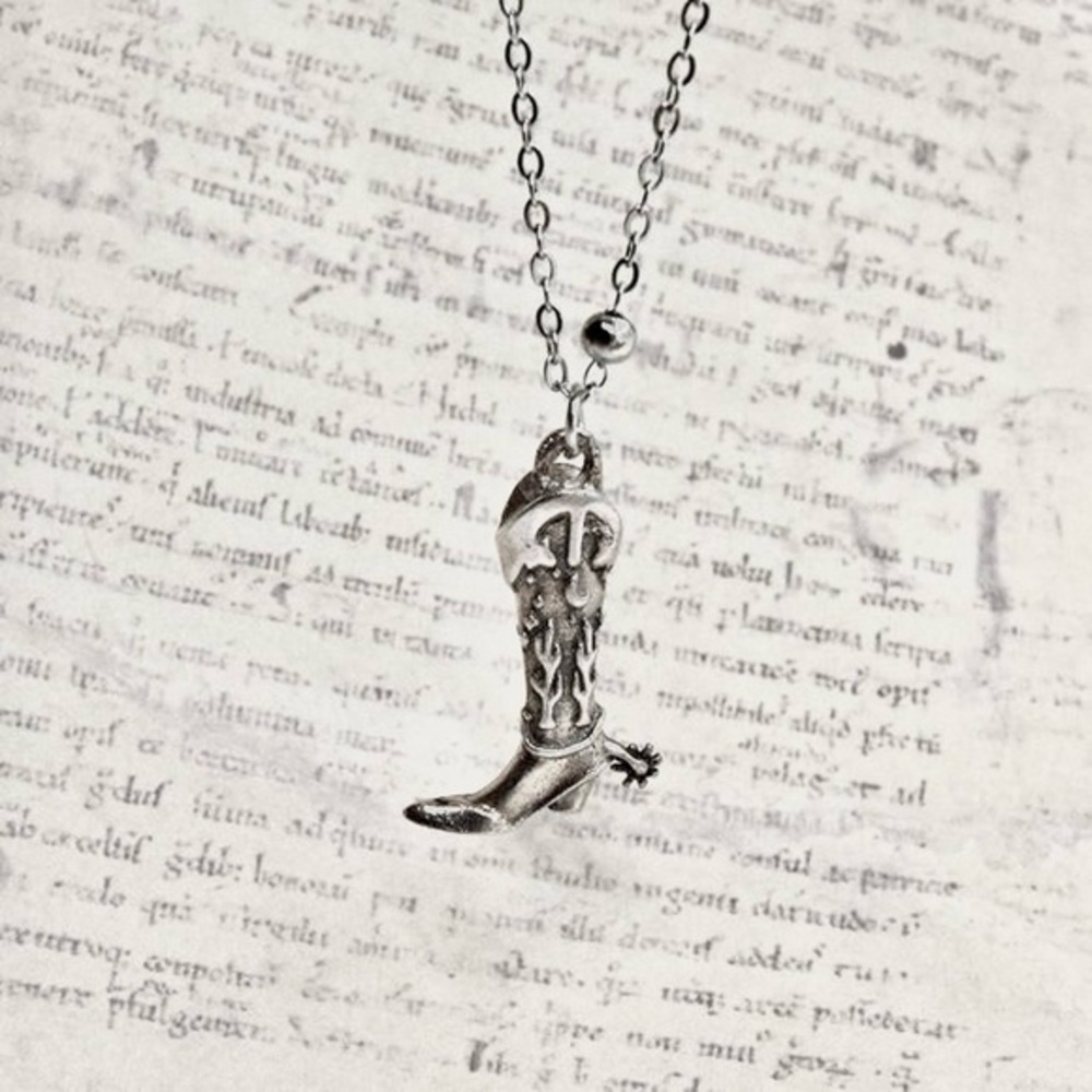 Rustic Cowgirl Boot Pendant Necklace
